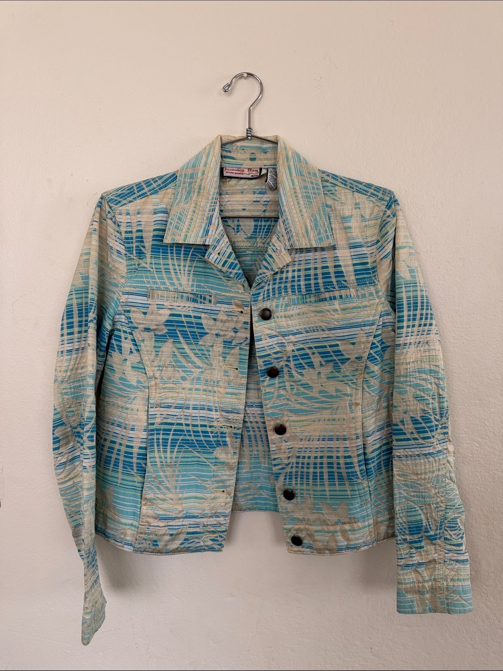 Jamaica Bay Light Blue Tropical Flower Patterned Women’s Jacket Size Petite M